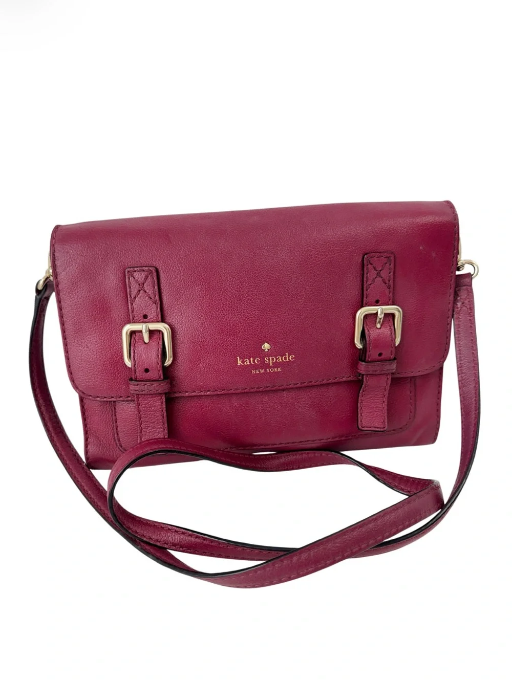Kate Spade New York Allen Street Neil crossbody bag, burgundy pebbled leather